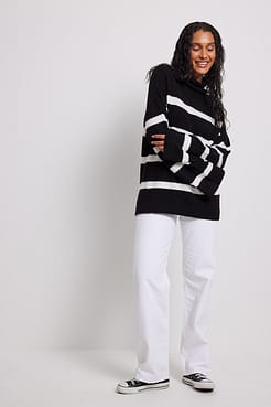 Knitted striped high neck