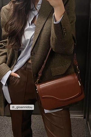 Brown Pantalon taille mi-haute en faux cuir