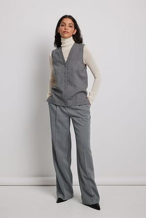 Dark Grey Pantalon de costume à taille réglable