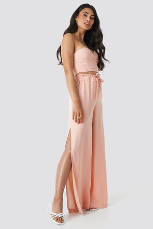 Pastel Pink Adorable Caro x NA-KD Side Slit Wide Pants