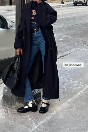 Dark Blue Jean droit taille haute