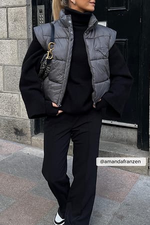 Dark Grey Doudoune sans manches avec poche