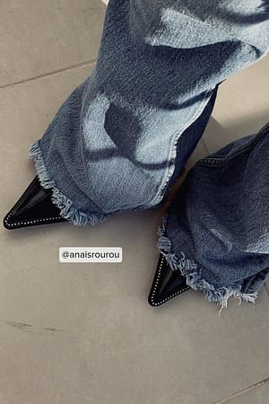 Light Blue Jean skinny à ourlets bruts
