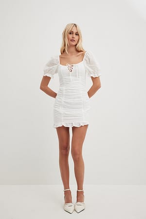 White Robe mini froncée