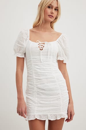 White Robe mini froncée