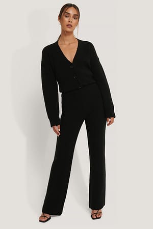 Black Anika Teller x NA-KD Pantalon En Tricot Taille Haute