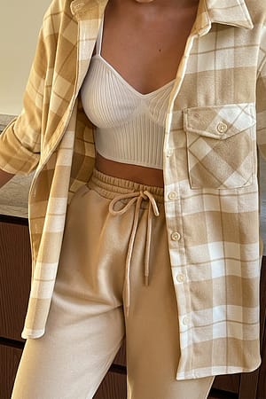Grey/Offwhite Veste oversize à carreaux