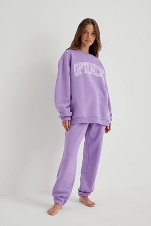 Purple Pantalon de survêtement basique à cordon