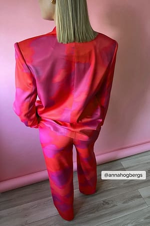 Red/Red print Pantalons taille haute