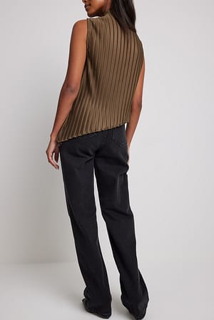 Brown Haut asymétrique plissé