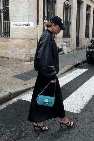 Aqua Blue Sac baguette étincelant avec boucle