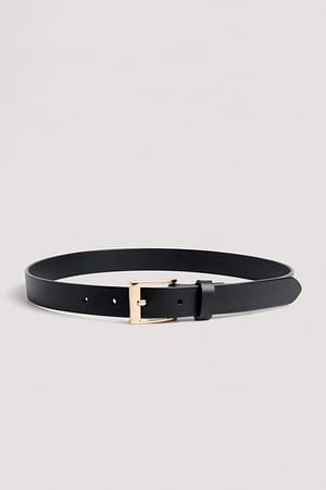 Black Ceinture fine basique en cuir