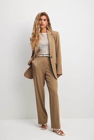 Dark Beige Pantalon de tailleur basique