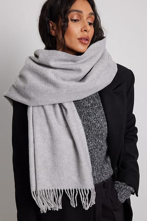 Grey Melange Écharpe en laine mélangée