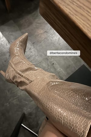 Light Beige Bottes pointues à tige ample