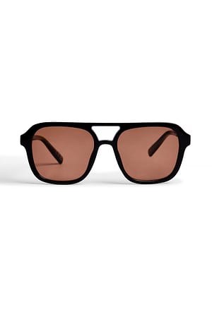 Black/Orange Grosses lunettes de soleil rétro