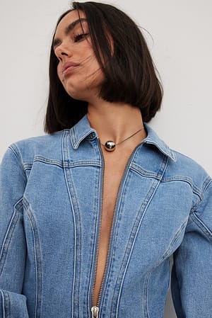 Silver Grand collier avec anneau