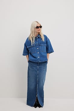 Boxy Denim Shirt Outfit.