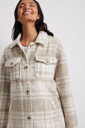 Checked Veste recyclée et brossée à carreaux avec poche poitrine
