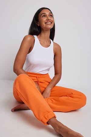 Orange Pantalon de survêtement brossé à cordon