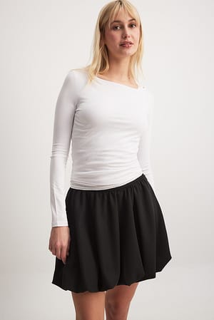 Black Bubble Hem Mini Skirt