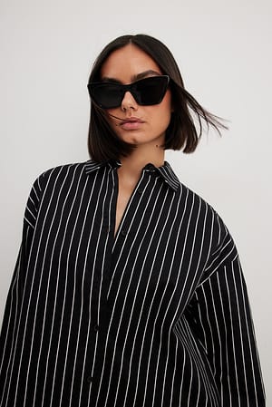 Black Grandes lunettes de soleil carrées