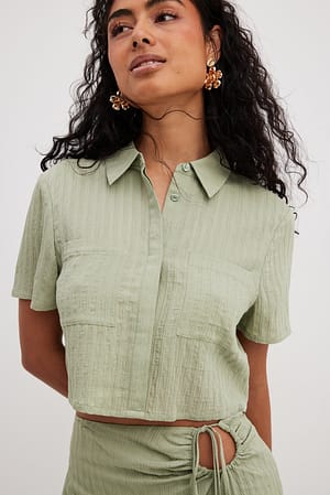 Soft Green Chemise boutonnée sur le devant à manches courtes