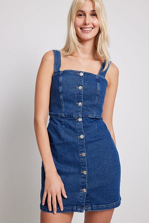 Mid Blue Robe mini en jean