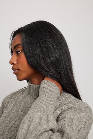 Grey Melange Pull court en maille torsadée