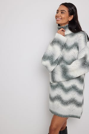 Light Grey Mix Pull en maille torsadée à col roulé