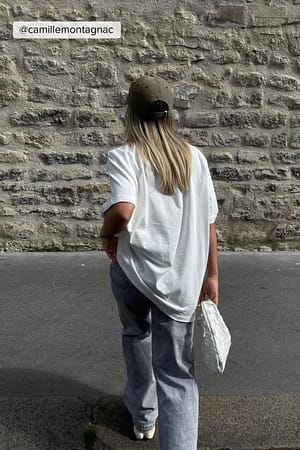 White T-shirt à col rond oversize bio