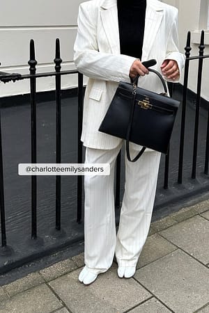 White Stripe Pantalon taille haute rayé