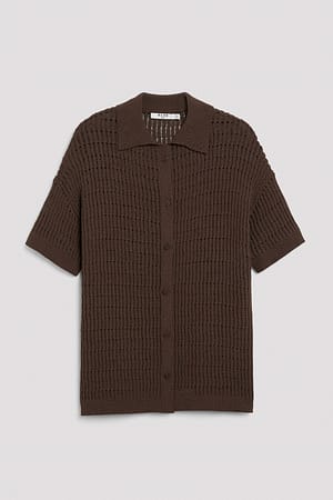 Dark Brown Chenille Knitted Shirt
