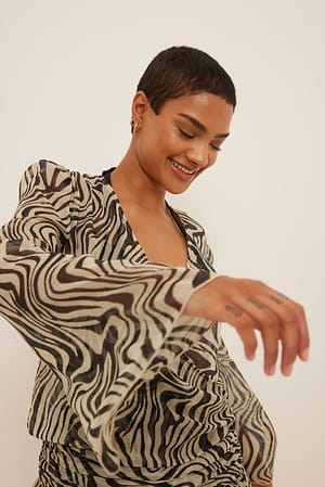 Animal Black Net Robe à volants en mousseline