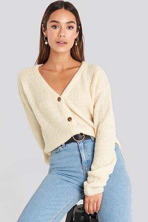 White Chloé B x NA-KD Buttoned Cardigan