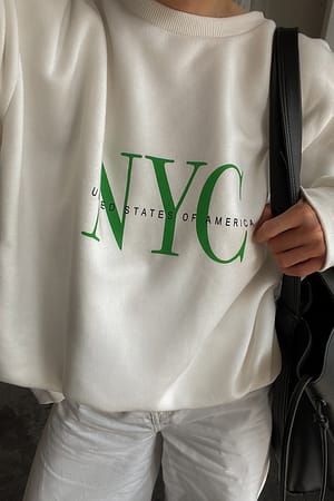 White/green Sweatshirt imprimé ville