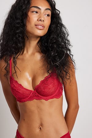 Red Soutien-gorge classique en dentelle non doublée