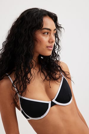 Black/White Soutien-gorge de bikini à armature et liseré contrastant
