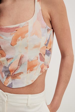 Watercolor Print Haut style corset