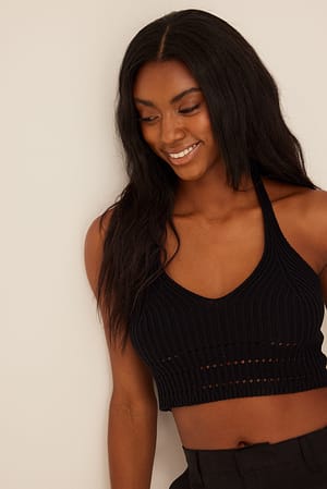 Black Haut à dos nu crocheté