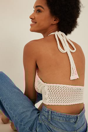 Offwhite Haut en maille crochet