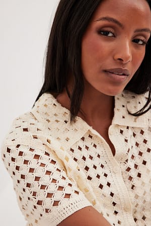 Offwhite Chemise en maille crochetée à manches courtes