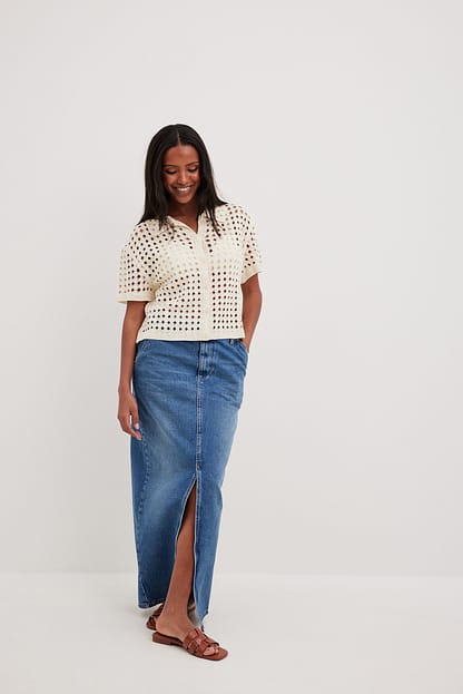 Offwhite Chemise en maille crochetée à manches courtes