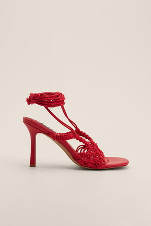 Rustic Red Crocheted High Heels