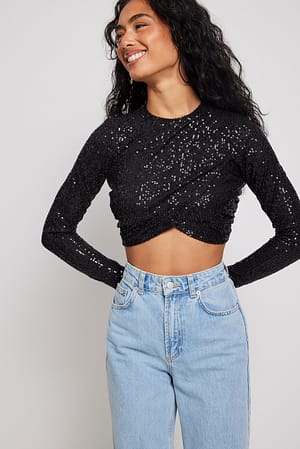 Black Top à paillettes