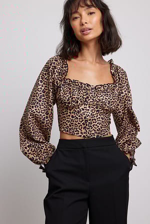 Leo Blouse courte imprimée à manches longues