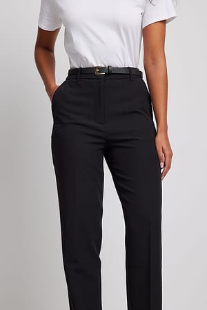 Black Pantalon de costume court coupe classique