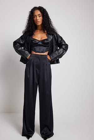 Black Corset court en satin