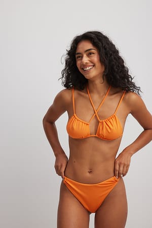 Orange Culotte de bikini à taille haute et détail croisé
