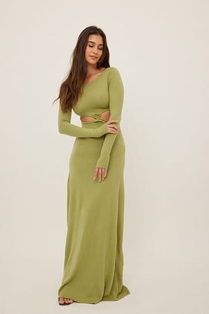 Green Robe longue à découpes